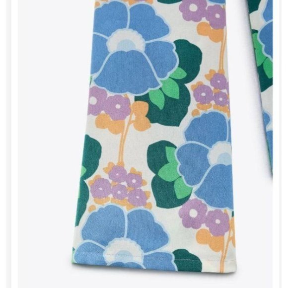 ZARA Floral Straight Leg Pants Groove Retro Bohemiam Hippie - Picture 4 of 11